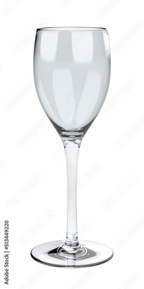 Empty glass for wine, isolated on white background