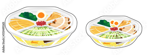 プラスチック容器の冷やし中華のセット