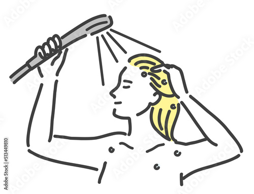 シャワーを浴びてリラックスしている若い女性
