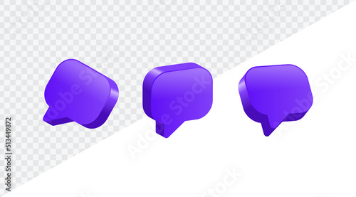 comment icon speech bubble sign, chat message icon, social media notification icons, post reactions for social network. social media comments symbol shape, 3d rendering, 3d illustration