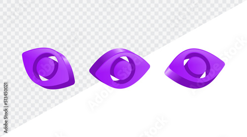 eye view icon sign, vision see eyesight icon, social media notification icons, post reactions for social network. social media views symbol shape, 3d rendering, 3d illustration