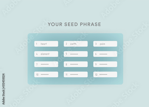 Seed phrases, recovery words for restore and backup - list of words which store all the information needed to recover cryptocurrency funds on-chain