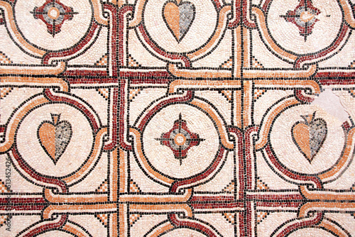 Ancient natural stone tile mosaics, Mount Nebo, Jordan