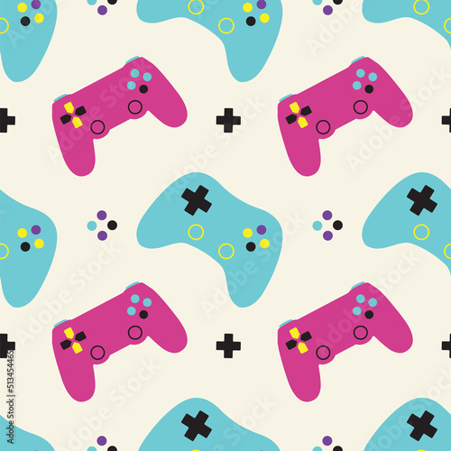Colorful retro gameing consol seamless pattern background template