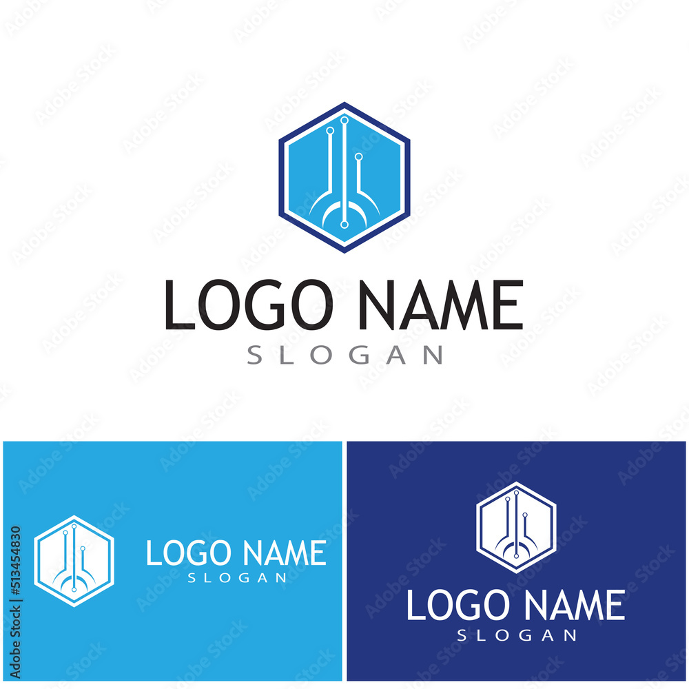 Naklejka premium Circuit Logo Template vector illustration icon design