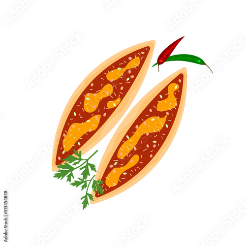 Turkish cuisine dish lahmacun for cafe or restaurant menu