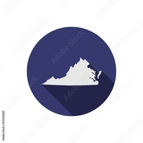 Virginia state map circle with long shadow