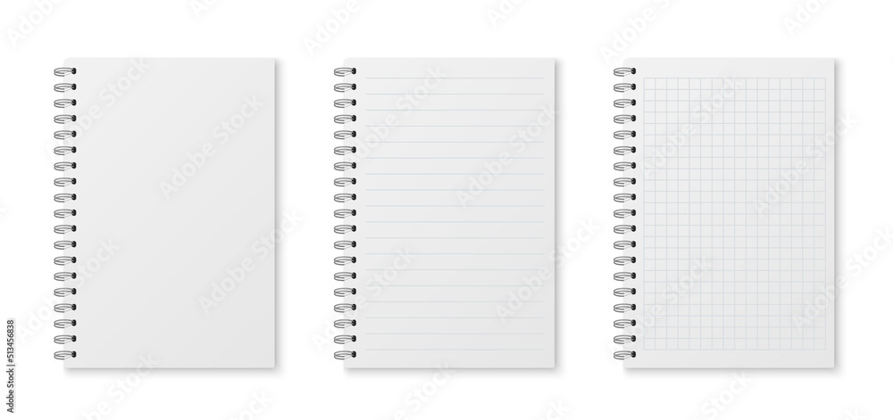 Mockup blank closed notepad isolated on white background. Template spiral copybook or organizer. Mockup blank closed notepad isolated on white background. Template spiral copybook or organizer.