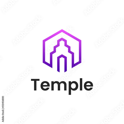 outline gradient temple logo vector icon
