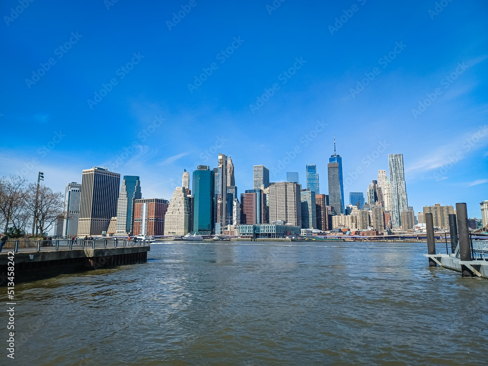 new york city skyline with skyscrapers 