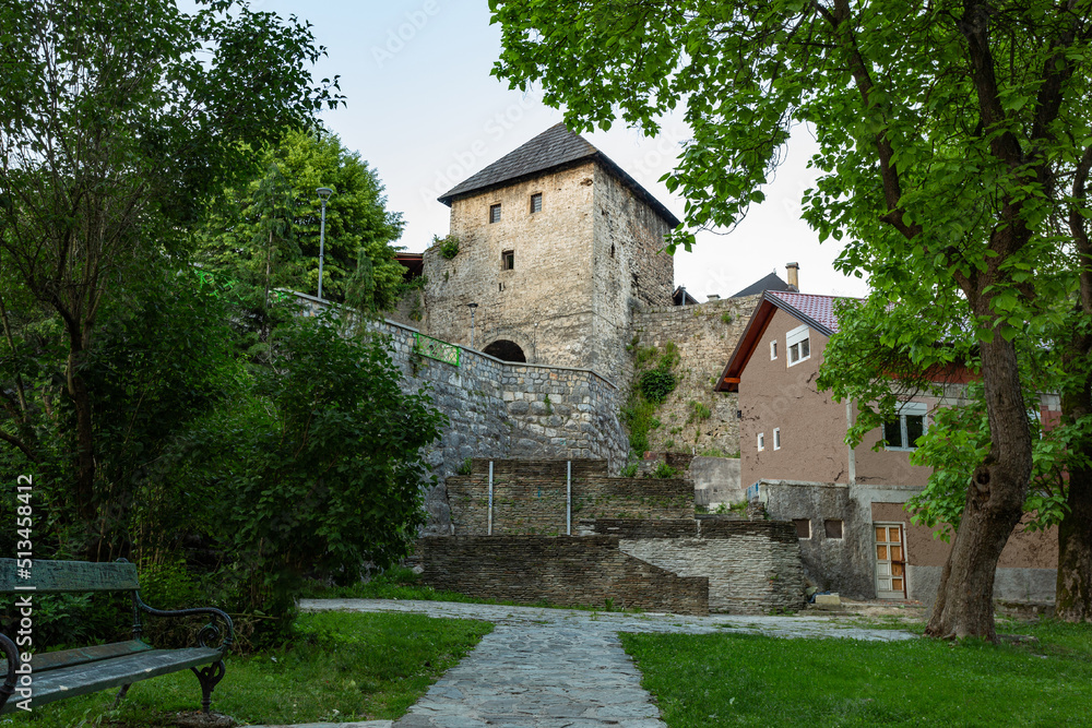 Ancient tower in the town of Jajce, Bosnia and Herzegovina