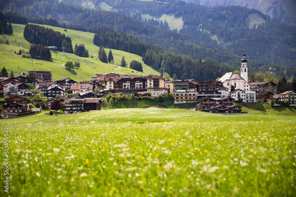 Alpine village Lermoos in spring, Austria