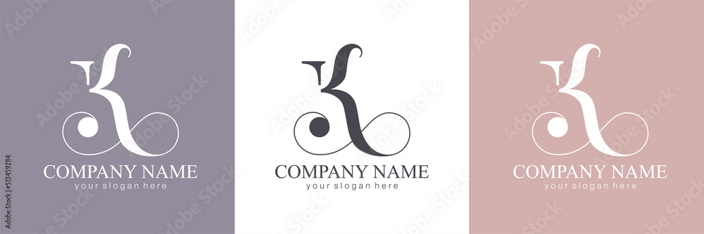 Fototapeta premium K letter monogram. Elegant luxury K logo. Calligraphic style. Vector design. Luxurious linear creative monogram.