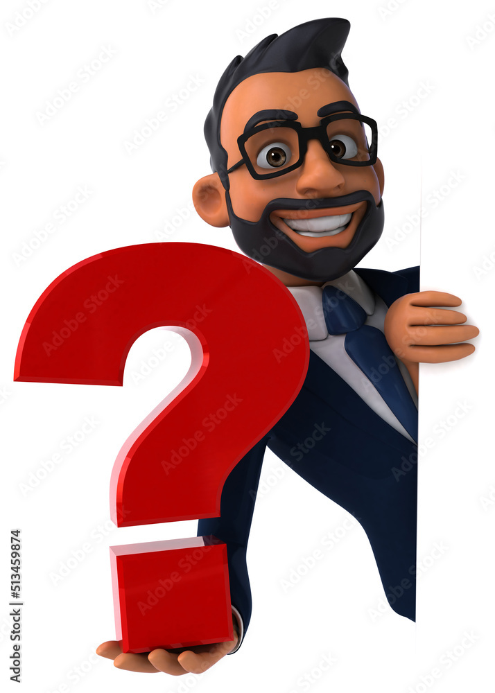 Fun 3D cartoon illustration of an indian businessman Fun 3D cartoon illustration of an indian businessman