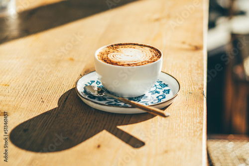 Billede på lærred Cup of Coffee on wooden background.