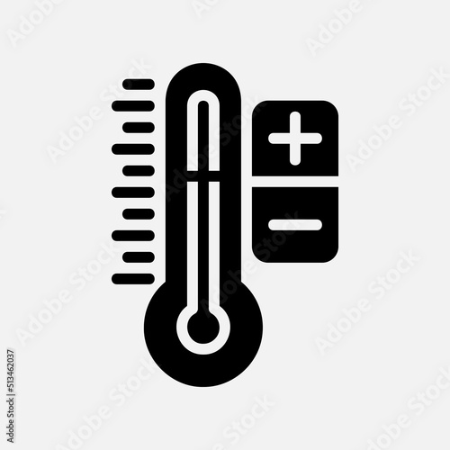 Temperature control icon in solid style about smart home, use for website mobile app presentation