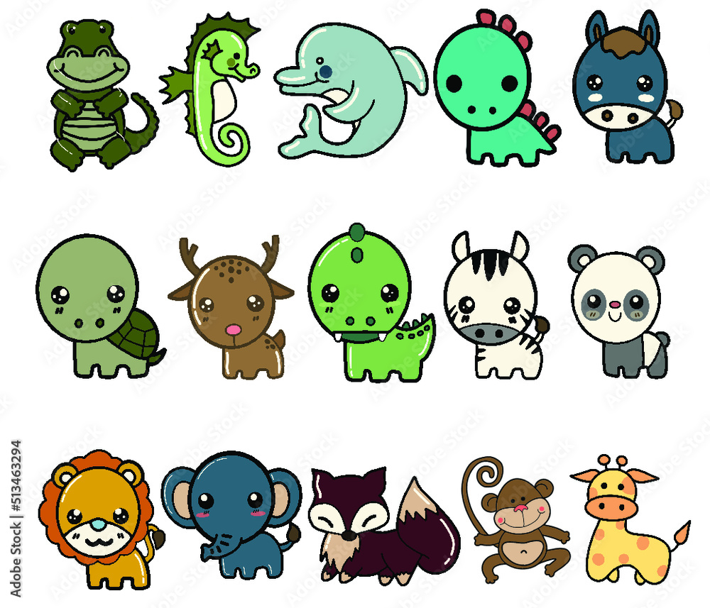 Fototapeta premium Cute Animal Icon Set