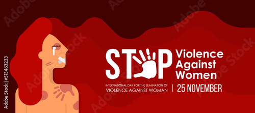 International Day for the Elimination of Violence Against Women - The long haired woman was attacked with repeated marks and wounds all over her body vector design