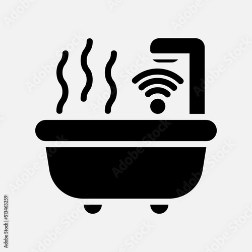 Smart bathtub icon in solid style about smart home, use for website mobile app presentation