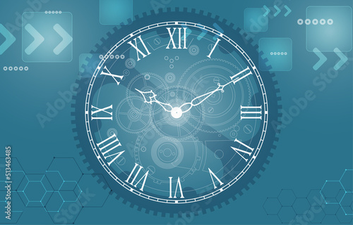Technology vector  background abstract analog clock concept