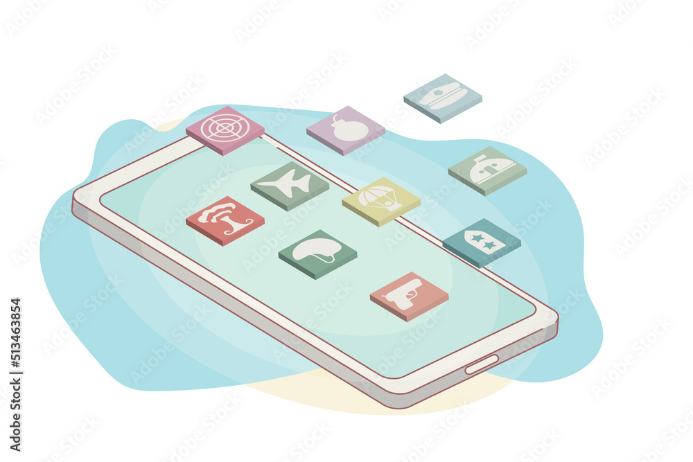 isometric flat game genre icon for mobile and web game application isometric flat game genre icon for mobile and web game application