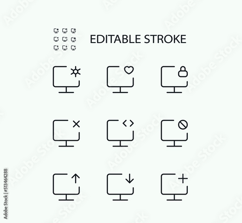 Simple Set of Computer Related Vector Line Icons. Editable Stroke. 72x72 Pixel Perfect. photo