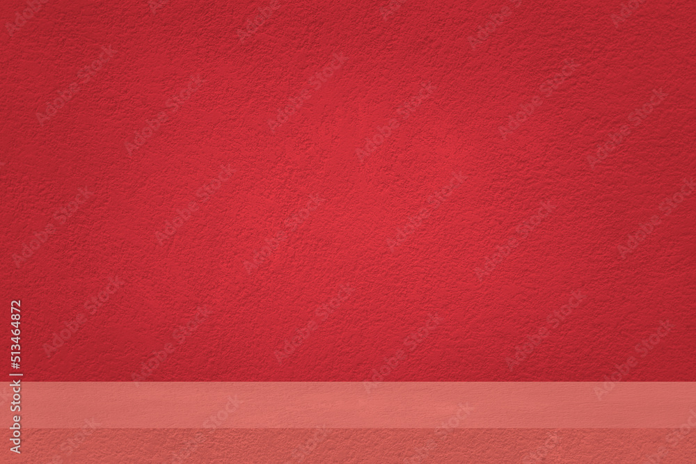Fototapeta premium elegance perspective of red concrete shelf on grunge wall for exterior or interior and display show products, studio room