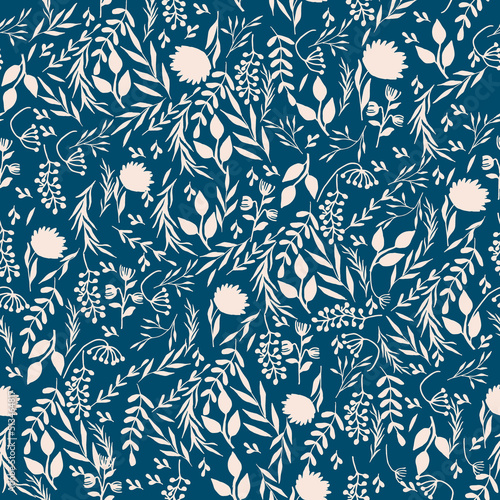 Hand Drawn Floral Seamless Pattern. Flower Pattern for Fabric, Textile, Wrapping Paper, Wallpaper, Packing design. Wildflower texture. Vector 