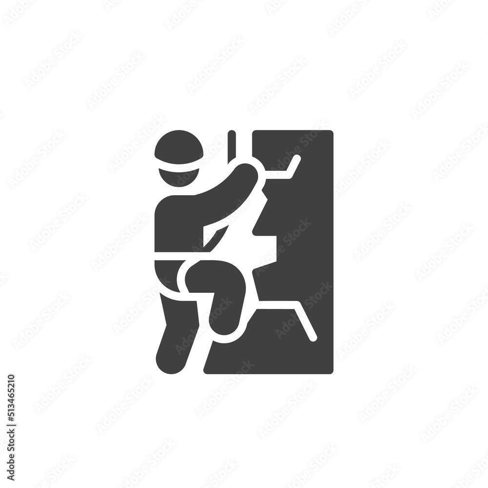 Rock climbing vector icon Rock climbing vector icon