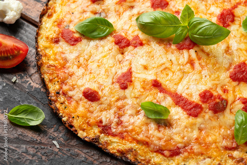 Bilde på lerret Homemade cauliflower crust pizza with tomato sauce, cheese and basil