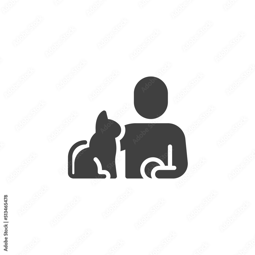 Playing with cat vector icon Playing with cat vector icon