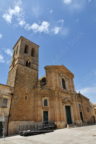 The facade of a cathedral  of Irsina in Basilicata  region of southern Italy.