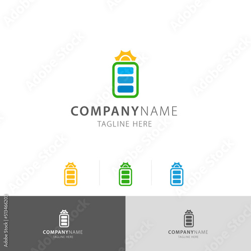 battery nature energy simple logo vector