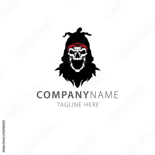 skull grim reaper illustration logo vector