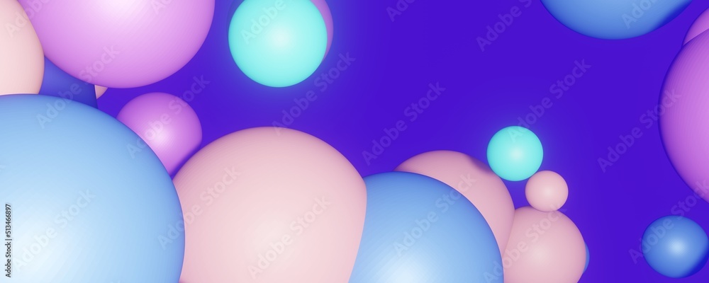 Abstract background multicolor bubbles flying in space 3d render