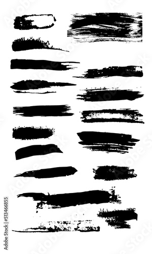 hand drawn paint blobs and daubs, black watercolor strokes. grunge texture scribbles, abstract brush strokes dabs, ink smear vector smudges and stains traces set with grunge texture isolated on white