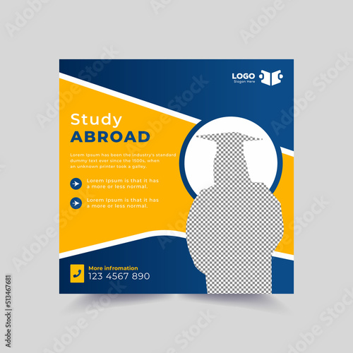 Study abroad social media square web templates