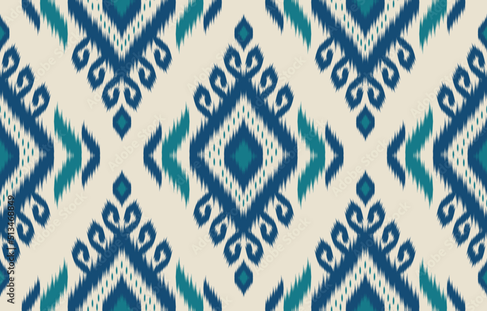 Fabric ethnic Indian style. Ethnic ikat seamless pattern in tribal. Design for background, wallpaper, illustration, fabric, clothing, carpet, textile, batik, embroidery.