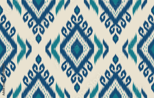 Fabric ethnic Indian style. Ethnic ikat seamless pattern in tribal. Design for background, wallpaper, illustration, fabric, clothing, carpet, textile, batik, embroidery.
