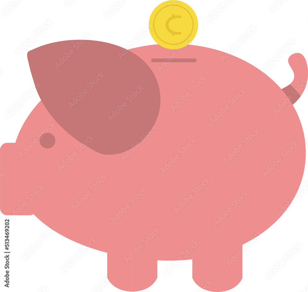 Fototapeta premium Piggy bank and green dollars money simple vector illustration in flat style 