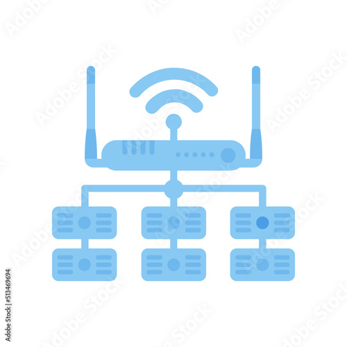 Servers connected to the router. IOT and automation concept. Isolated. Vector.