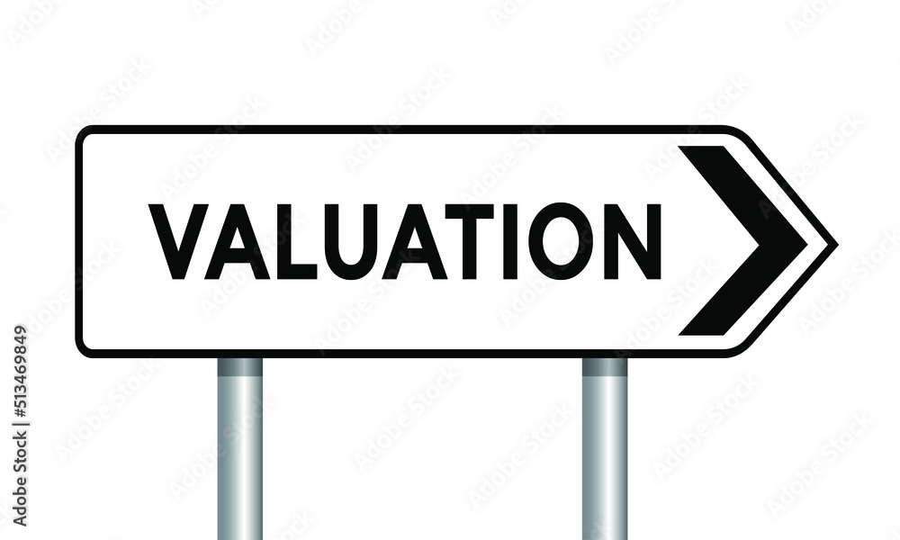 valuation, pointing arrow sign, vector illustration valuation, pointing arrow sign, vector illustration