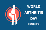 World arthritis day. Bone in red pain rings, flat symbol of osteoarthritis or rheumatism in knee. Disease logo, healthcare medical recent vector banner