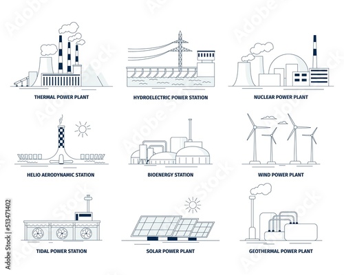 Energy elements. Ecology battery, solar panels and alternative energetic. Flat station, renewable and green power source, eco recent vector set