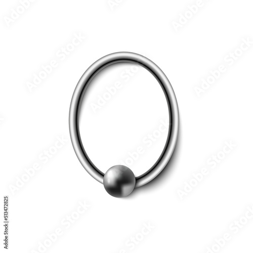 Piercing metal ring accessory template, realistic vector illustration isolated.