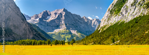 Panorama Landschaft mit Berge in den Alpen