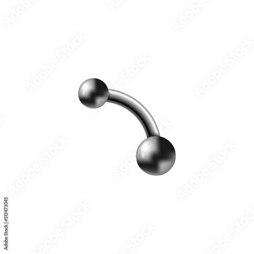 Piercing steel stud for eyebrow realistic mockup vector illustration isolated.
