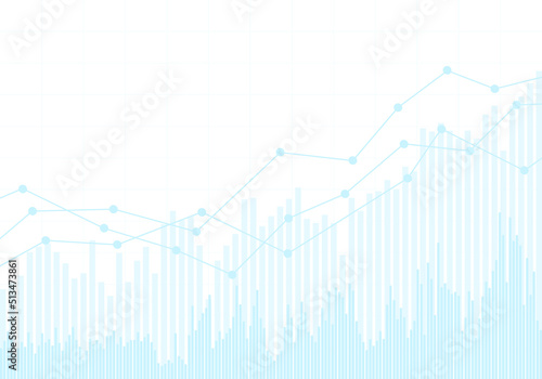 Blue stock market or financial chart with growth trend. On a white background, vector