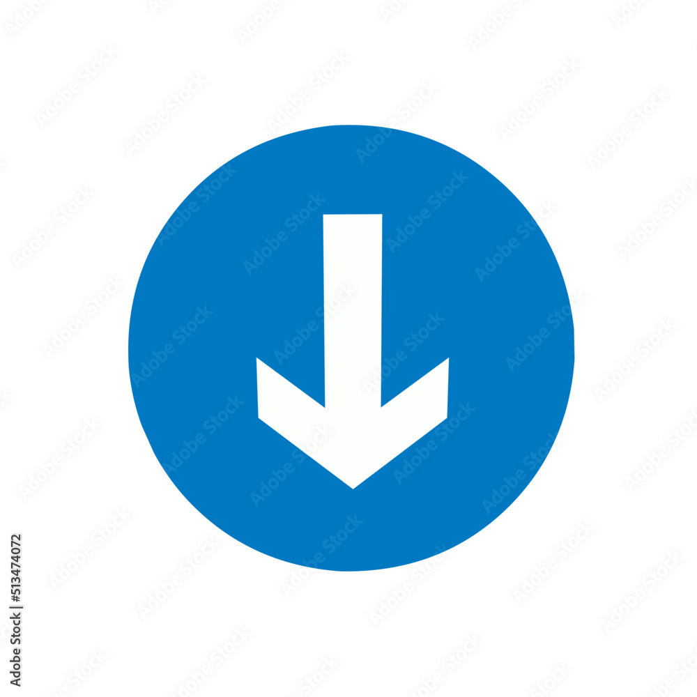 down or back arrow icon with simple design