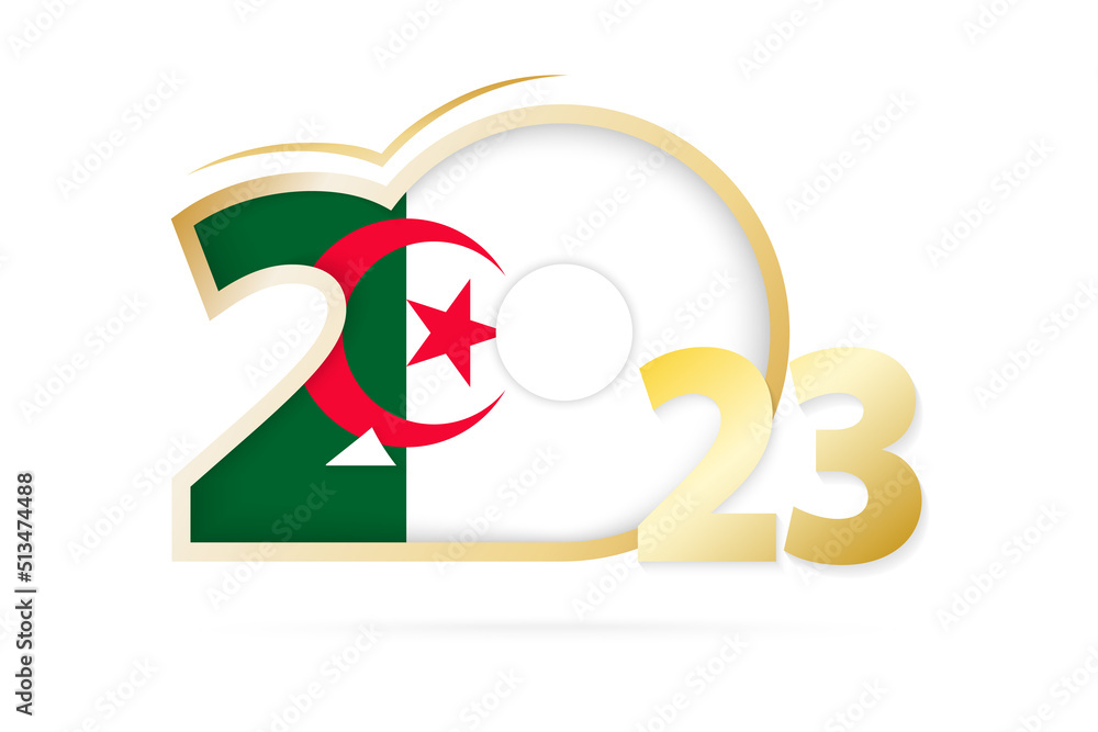 Year 2023 with Algeria Flag pattern. Year 2023 with Algeria Flag pattern.